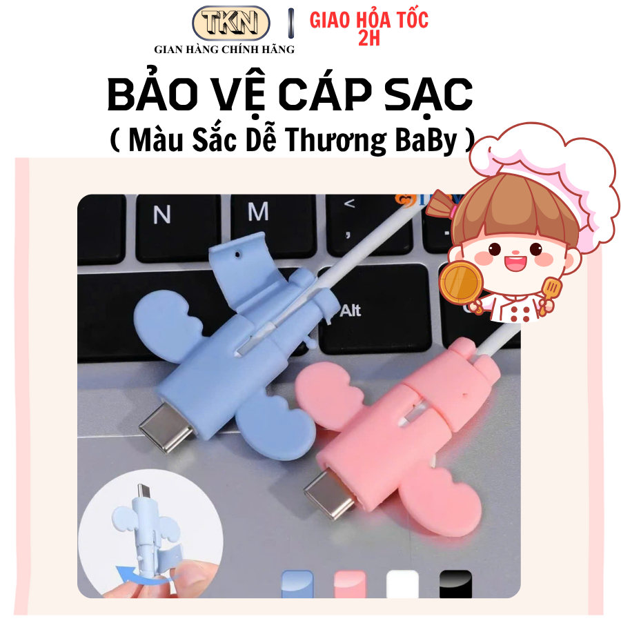 Bảo vệ cáp sạc màu sắc siêu cute dễ thương dùng cho đầu type C, mềm dẻo dể gắn.
