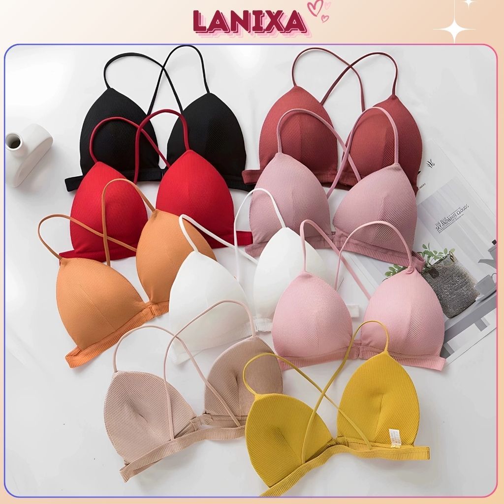 Áo bra nữ 2 dây không gọng mảnh chéo lưng gợi cảm đệm mút mỏng ôm ngực đẹp và dễ thương LANIXA B715