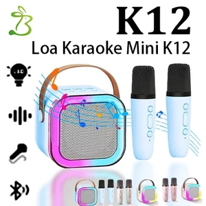 Loa Bluetooth Karaoke Mini Sạc Pin Không Dây,Kèm 2 Micro,Âm Thanh Hay Bass Chuẩn Tặng