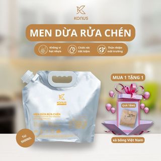 Men Dừa Rửa Chén Bát Thiên Nhiên KONUS Homecare Tinh Dầu Sả Chanh Nước Dừa Lên Men Làm Sạch Dầu Mỡ