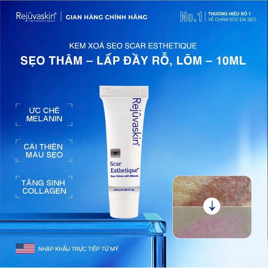 Kem Xóa Sạch Sẹo Thâm Rejuvaskin, lấp đầy Sẹo Rỗ, Sẹo Lõm Scar Esthetique 10ml