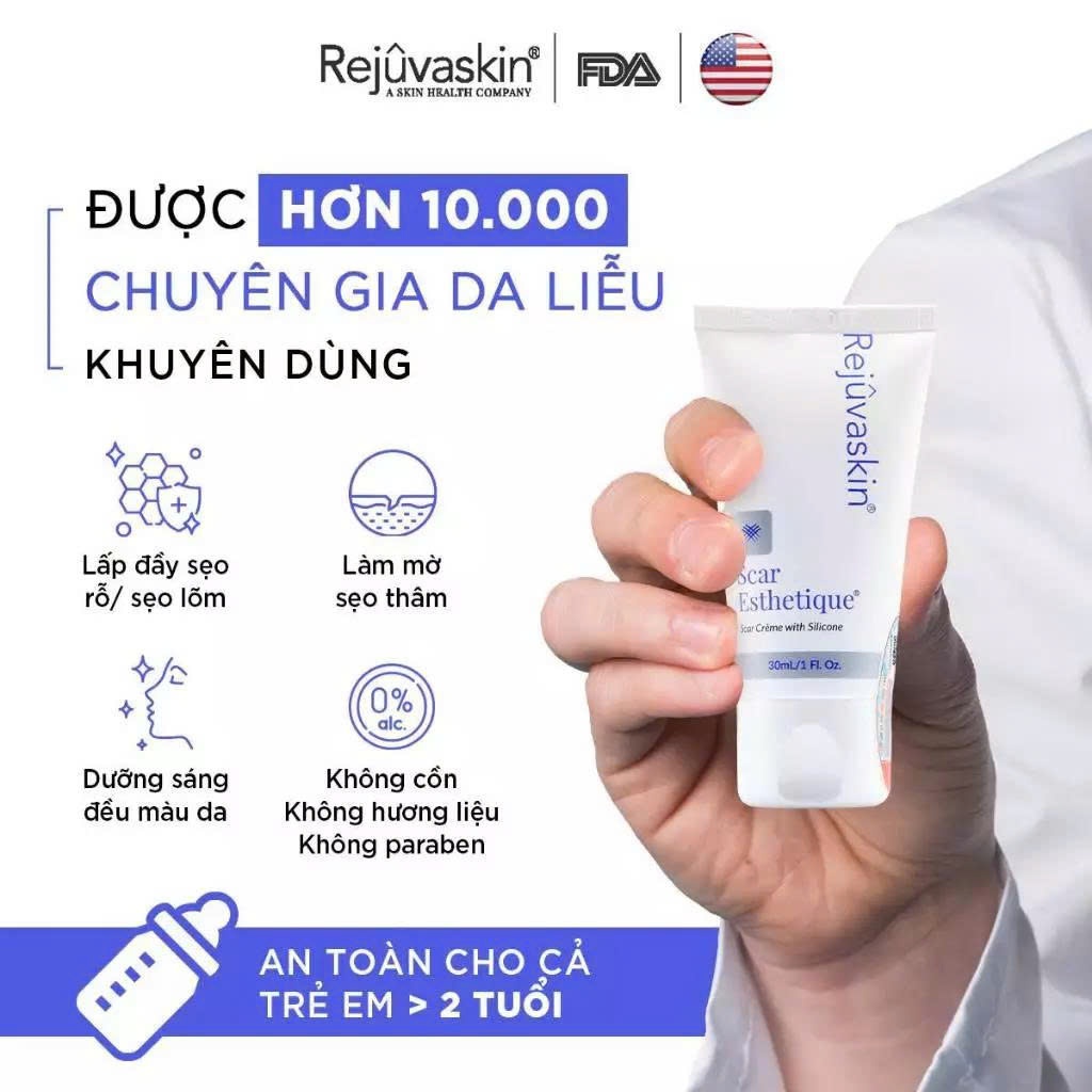 Kem Xóa Sạch Sẹo Thâm Rejuvaskin, lấp đầy Sẹo Rỗ, Sẹo Lõm Scar Esthetique 10ml