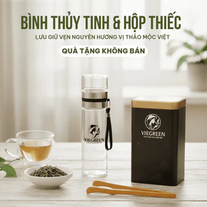 Bình Đựng Trà Thuỷ Tinh + Hộp Thiếc Bảo Quản Sang Trọng + Gắp Gỗ Tiện Dụng