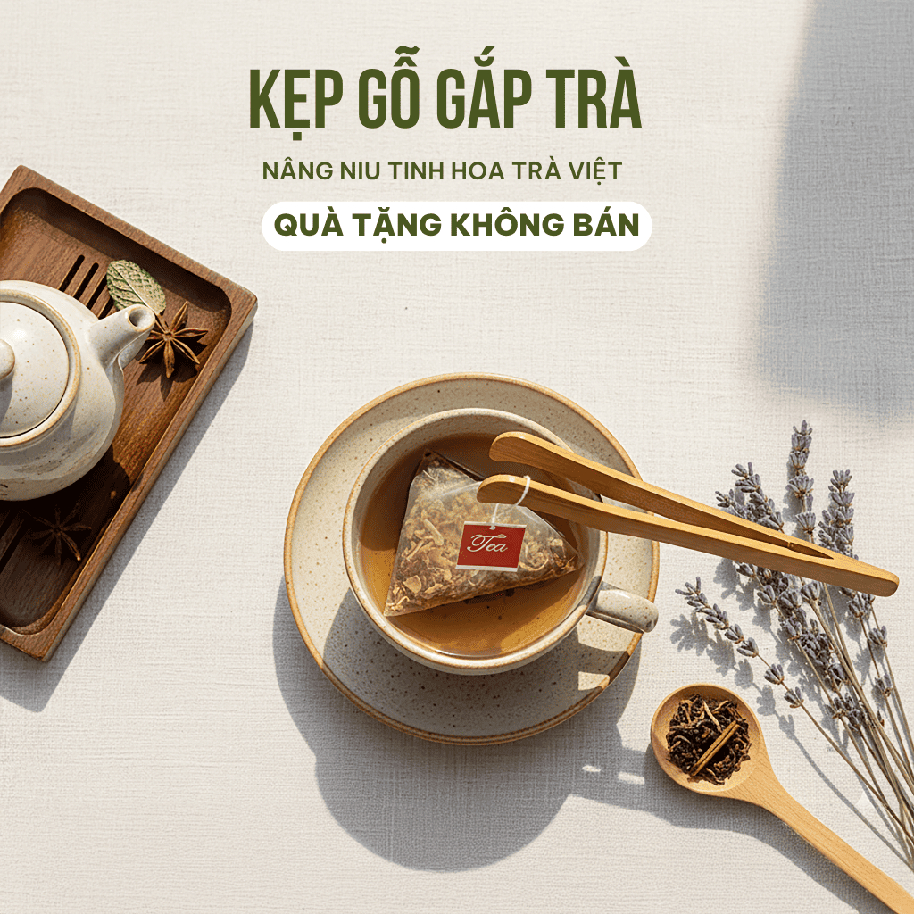 [QUÀ TẶNG - KHÔNG BÁN] Kẹp Gắp Trà, Nụ Trầm Bằng Gỗ Tre Tiện Dụng - Dụng Cụ Gắp Chén Trà Đạo