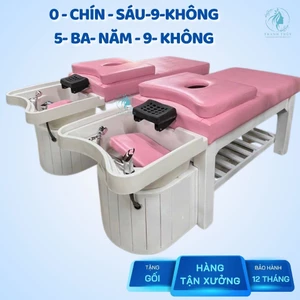 Giường gội đầu dưỡng sinh bồn sứ, giường gội đầu 2in1 - giường spa 2in1 cao cấp