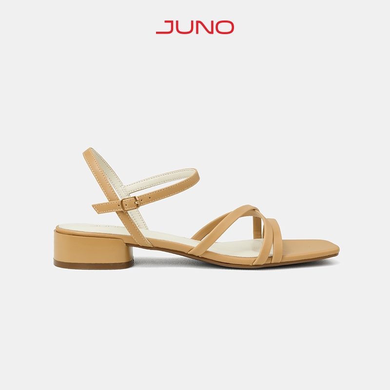 Giày Sandal Nữ 3cm Thời Trang JUNO Gót Thấp Quai Chéo SD03074