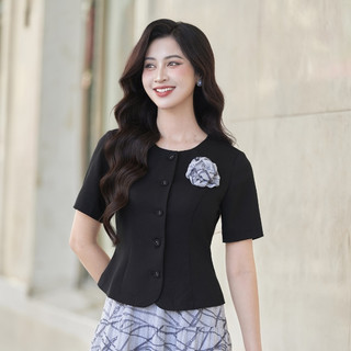 Áo Kiểu Peplum Nữ Đính Hoa Áo Dáng Ôm Công Sở LAMER O65D25Q010