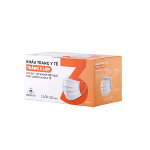 Hộp Khẩu trang Bông Bạch Tuyết 3 lớp trắng (50 cái/hộp)