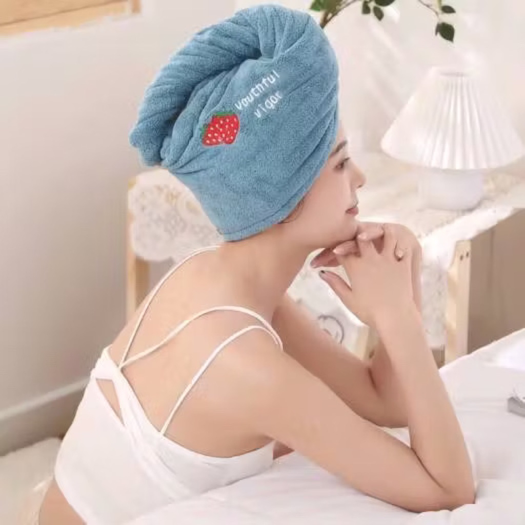 giảm giá 60% siêu hời cho Combo 5 chiếc Khăn Trùm Đầu Làm Khô Tóc Microfiber - Khăn Quấn Tóc Siêu Thấm Có Khuy Cài