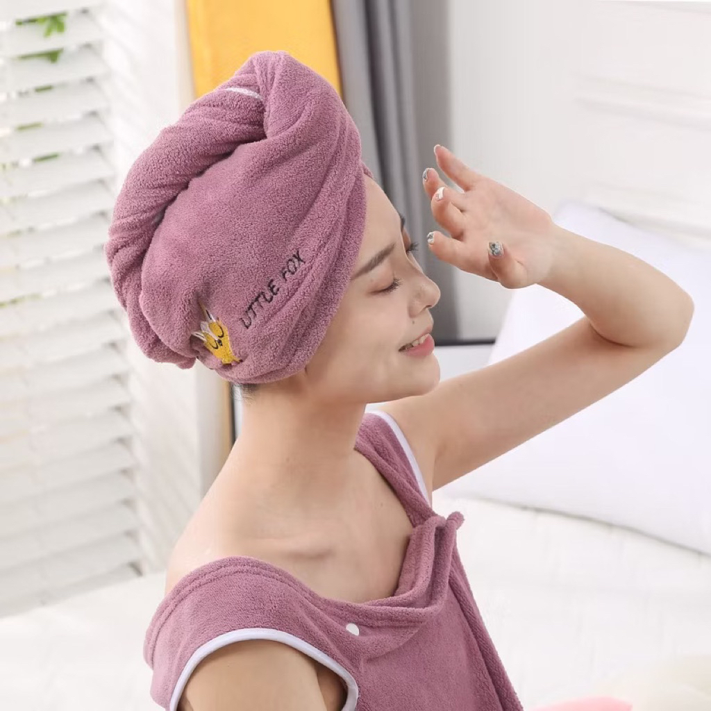giảm giá 60% siêu hời cho Combo 5 chiếc Khăn Trùm Đầu Làm Khô Tóc Microfiber - Khăn Quấn Tóc Siêu Thấm Có Khuy Cài