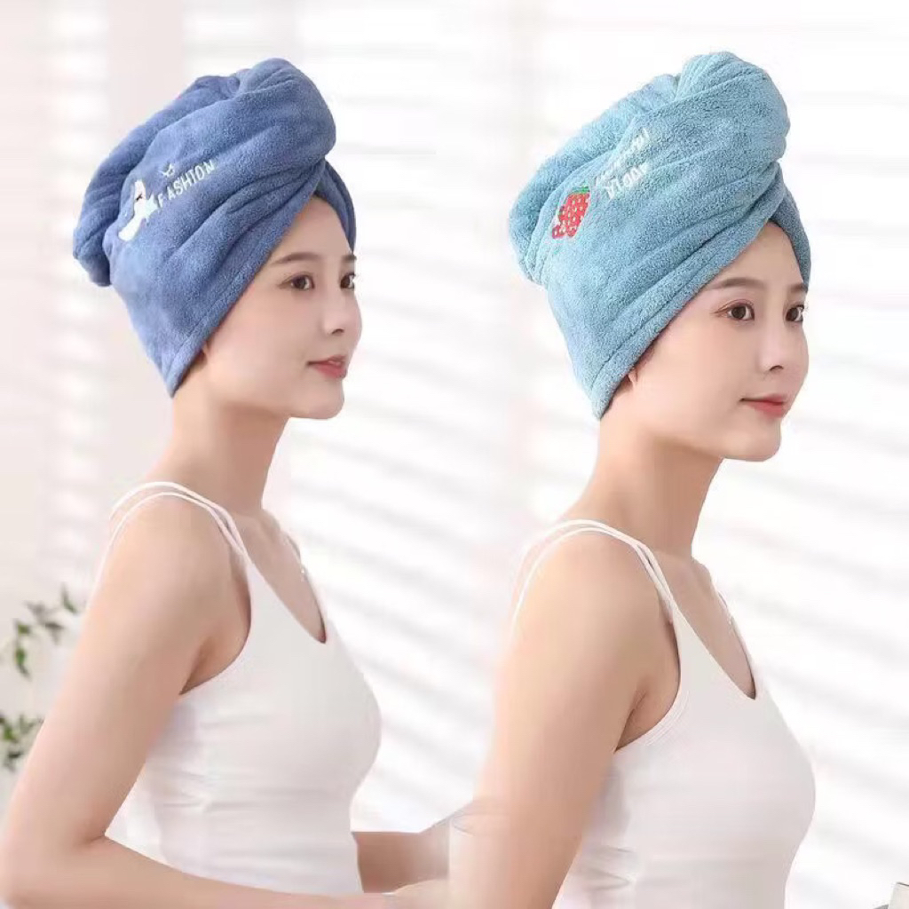 giảm giá 60% siêu hời cho Combo 5 chiếc Khăn Trùm Đầu Làm Khô Tóc Microfiber - Khăn Quấn Tóc Siêu Thấm Có Khuy Cài