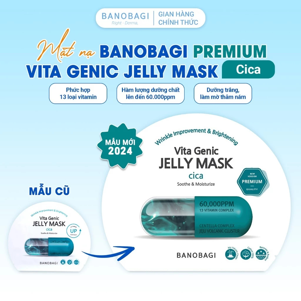 Mặt Nạ BANOBAGI PREMIUM Vita Genic Jelly Mask giúp trắng da, mờ thâm, thu nhỏ lỗ chân lông 30ml
