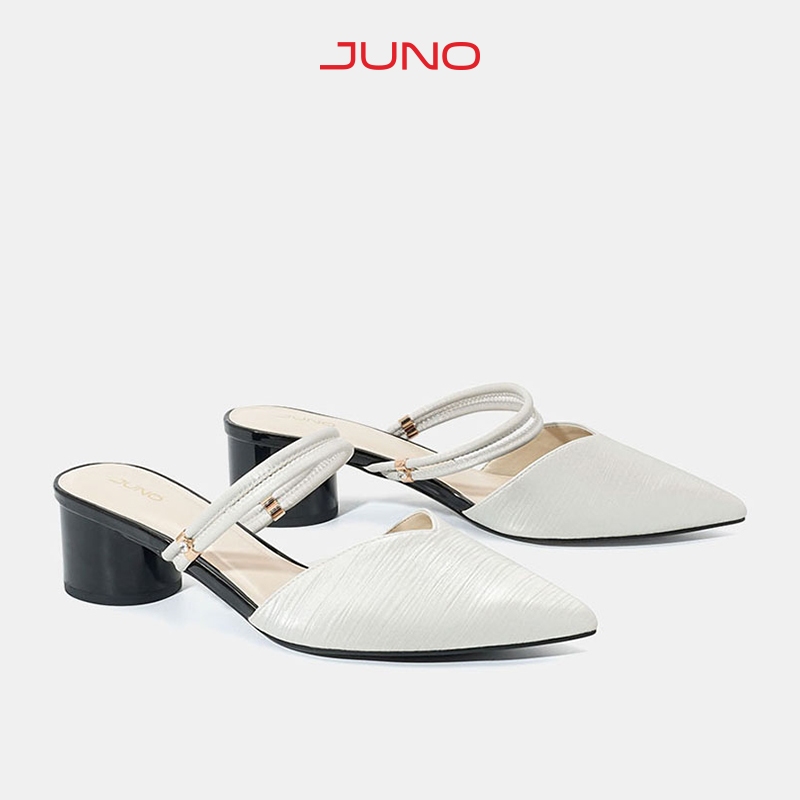 Giày Cao Gót Nữ 5cm Thời Trang JUNO Giày Mules Mũi Nhọn Gót Trụ CG05097