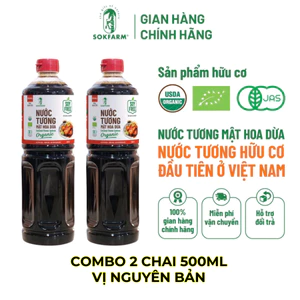[Combo 2 Chai 500ML nguyên bản] Nước tương Mật Hoa Dừa Sokfarm Organic không đậu nành, không gluten