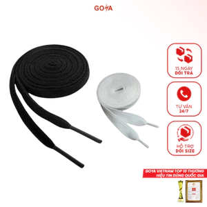 Dây giày thể thao Goya trắng đen bản dẹp 1m2, dệt kim 2 lớp