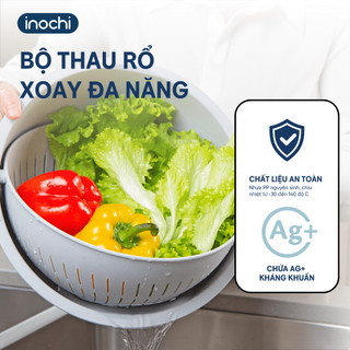 Bộ thau rổ xoay đa năng Inochi Yoko 28cm – xoay 360°, kháng khuẩn Ag+, nhựa PP nguyên sinh cao cấp