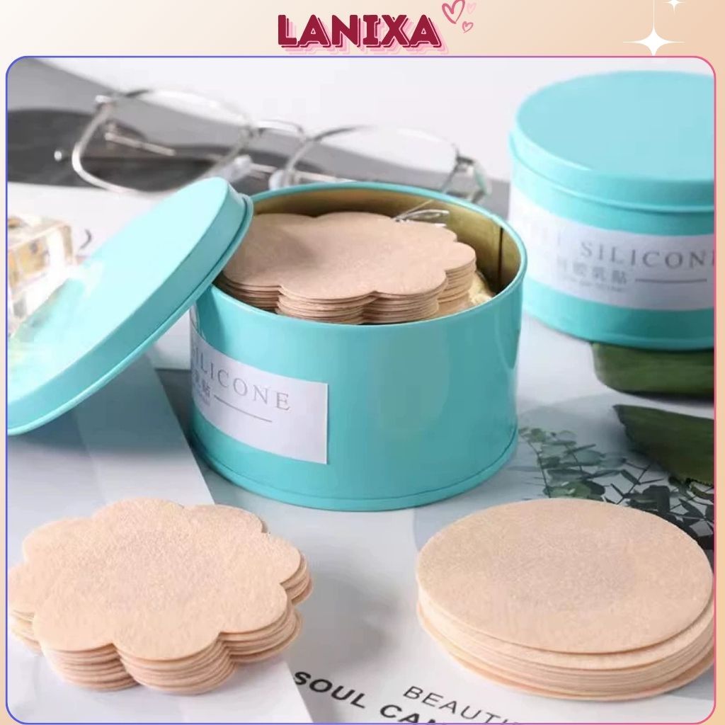 Miếng dán ngực giấy siêu dính bảo vệ nhũ hoa, Miếng dán ti chống lộ hộp 60 miếng LANIXA D307
