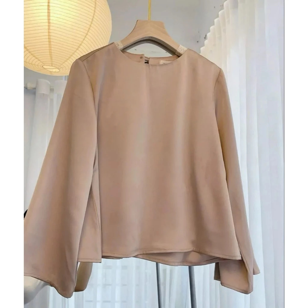 [Peinn]ÁO LỤA SATIN Ý CỔ TRÒN TAY DÀI SIÊU SANG NHIỀU MÀU PHONG CÁCH SANG CHẢNH DỄ MIX ĐỒ