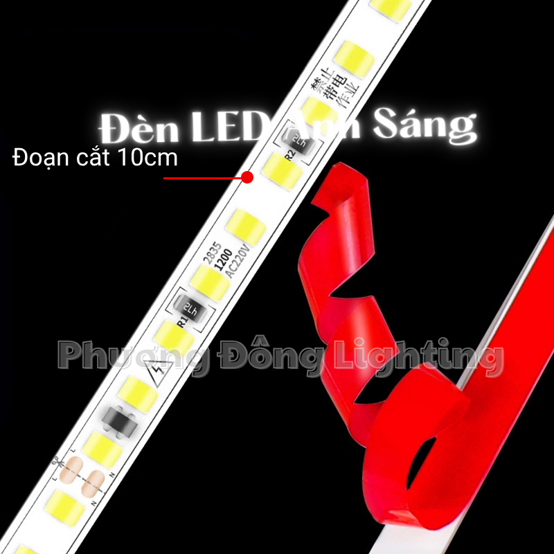 Combo Led Dán 220V 2835 120 led Kèm rắc nối Không cần đổi nguồn Trang trí tủ kệ hắt trần quấn cây Siêu Sáng Chống nước