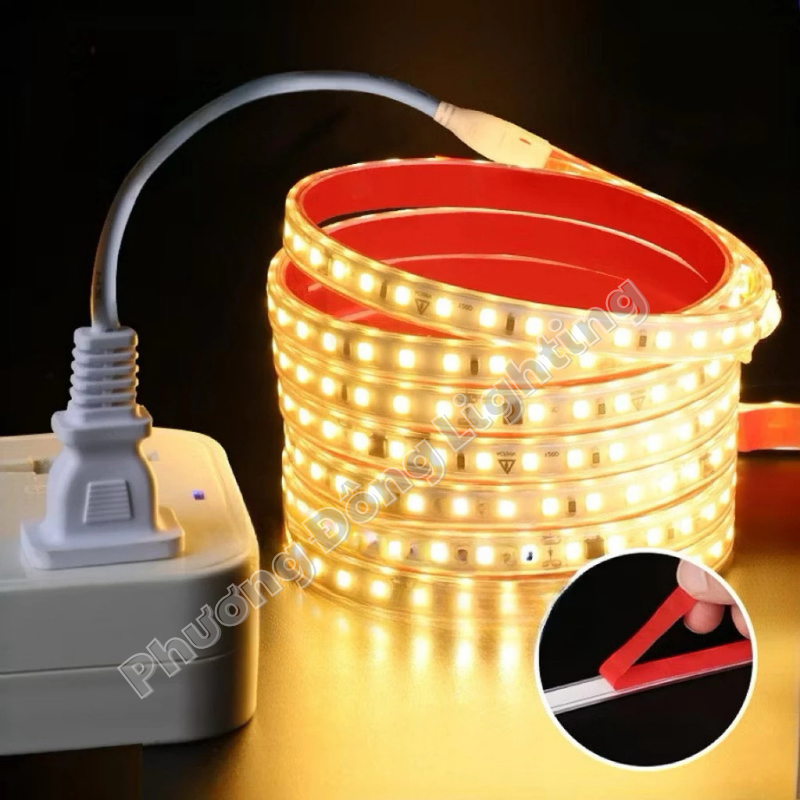 Combo Led Dán 220V 2835 120 led Kèm rắc nối Không cần đổi nguồn Trang trí tủ kệ hắt trần quấn cây Siêu Sáng Chống nước