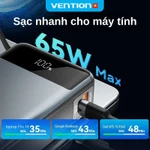 Sạc Dự Phòng 65W Vention 20000mAh, Hỗ Trợ Sạc Nhanh PD, Tích Hợp Cáp Sạc Type-C, Màn Hình LED Dùng Cho Điện Thoại Laptop — ảnh 5