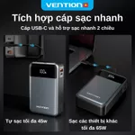 Sạc Dự Phòng 65W Vention 20000mAh, Hỗ Trợ Sạc Nhanh PD, Tích Hợp Cáp Sạc Type-C, Màn Hình LED Dùng Cho Điện Thoại Laptop — ảnh 4