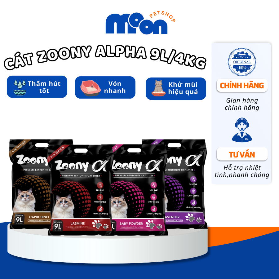 [Túi 9L] Cát Mèo Zoony Alpha Khử Mùi Cực Tốt – Vón Cục Nhanh, Ít Bụi, Thơm Dịu