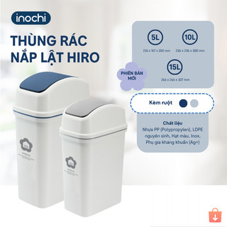 Thùng rác nắp lật Inochi Hiro an toàn kháng khuẩn giảm mùi tốt có khung chặn túi rác gọn gàng tinh tế
