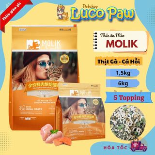 Hạt Cho Mèo MOLIK [ 6kg ] Vị Thịt Gà và Cá Hồi cải thiện tiêu hóa đường ruột, bảo vệ sức khỏe đường tiết niệu