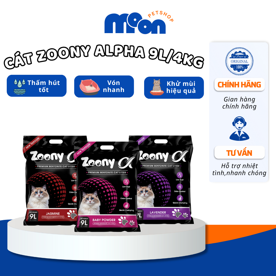 [Tải 6 Túi 9L] Cát Mèo Zoony Bentonite Khử Mùi Cực Tốt – Vón Cục Nhanh, Ít Bụi, Thơm Dịu