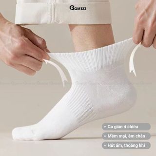 [DEAL SỐC] Combo 5 đôi tất trơn cổ cao/trung/ngắn GOMTAT, tất thể thao basic chất cotton thoáng khí - OAS-1704