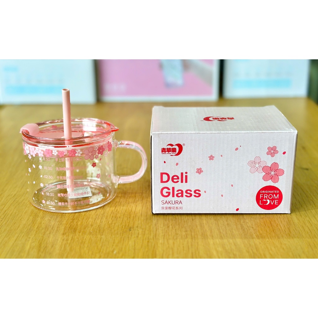 [MÃ MỚI] Cốc thuỷ tinh Inochi có nắp đậy và ống hút tiện lợi Hana 430ml, Blossom 500ml