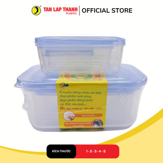 Bộ 3 / 5 hộp lá Tân Lập Thành, nhựa PP nguyên sinh dùng đựng thức ăn, đồ khô, đồ gia dụng