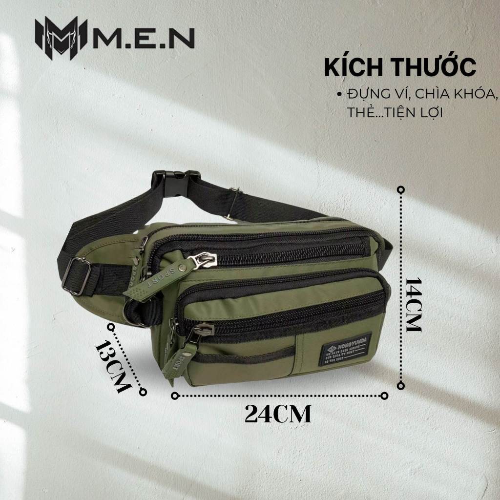 Túi đeo ngực cao cấp 6 ngăn ĐB84 M.E.N rêu đen chống rách [Nhà Sản Xuất]
