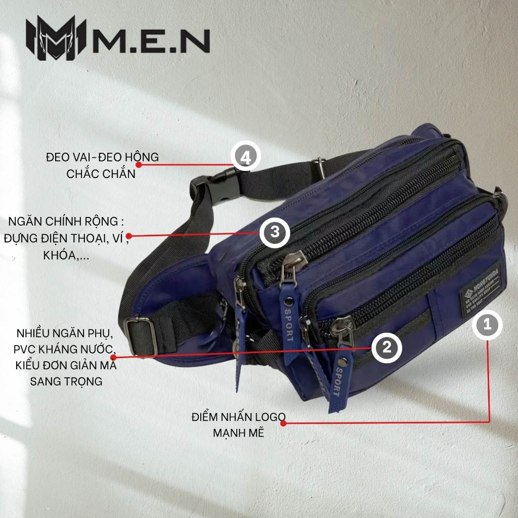 Túi đeo ngực cao cấp 6 ngăn ĐB84 M.E.N rêu đen chống rách [Nhà Sản Xuất]