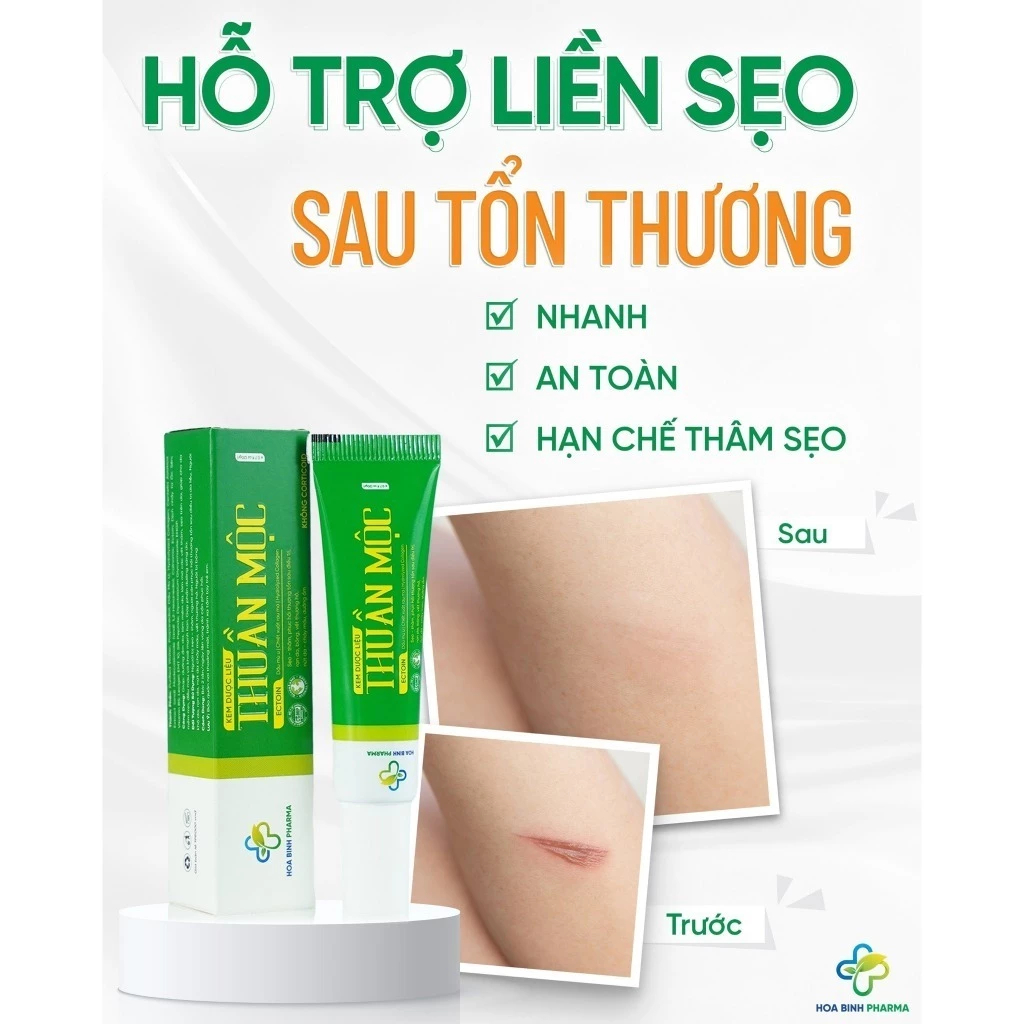 Kem mờ sẹo dược liệu Thuần Mộc, giúp dưỡng ẩm, làm mờ các vết thâm, sẹo trên da, phục hồi tổn thương