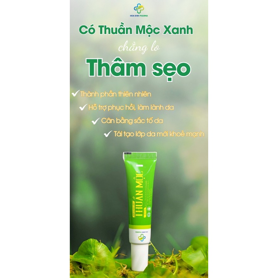 Kem mờ sẹo dược liệu Thuần Mộc, giúp dưỡng ẩm, làm mờ các vết thâm, sẹo trên da, phục hồi tổn thương