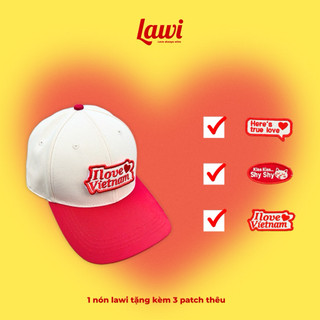 Mũ snapback lưỡi trai bít đuôi thêu Lawi cho nam nữ, nón kết vải cotton đội ngược phong cách dễ thương