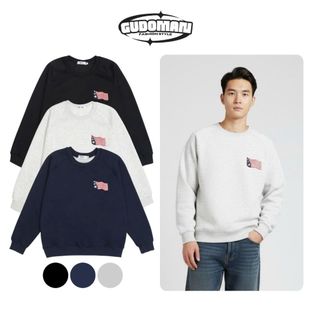 Áo Sweater Nỉ 2 Da Unisex Thêu Cờ Ngực Dáng Rộng Basic Dễ Phối Đồ S03