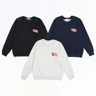 Áo Sweater Nỉ 2 Da Unisex Thêu Cờ Ngực Dáng Rộng Basic Dễ Phối Đồ S03