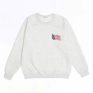 Áo Sweater Nỉ 2 Da Unisex Thêu Cờ Ngực Dáng Rộng Basic Dễ Phối Đồ S03