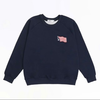 Áo Sweater Nỉ 2 Da Unisex Thêu Cờ Ngực Dáng Rộng Basic Dễ Phối Đồ S03