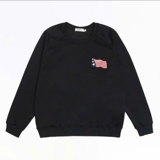 Áo Sweater Nỉ 2 Da Unisex Thêu Cờ Ngực Dáng Rộng Basic Dễ Phối Đồ S03