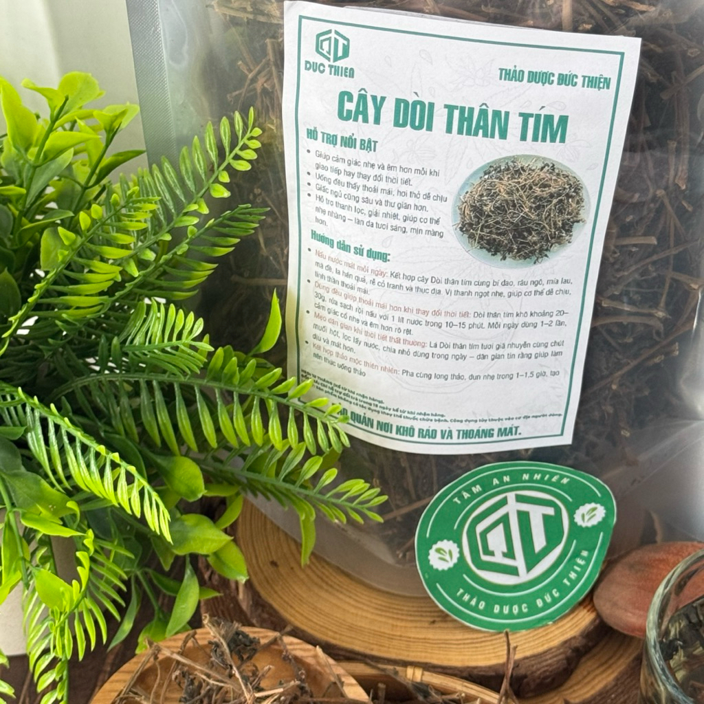 500g Cây Dòi Thân Tím, Thuốc Dòi (Bọ Mắm) Loại 1 (Khô, Sạch, Thơm) - Trừ Ho, Giảm Đau Họng, Nước Mát