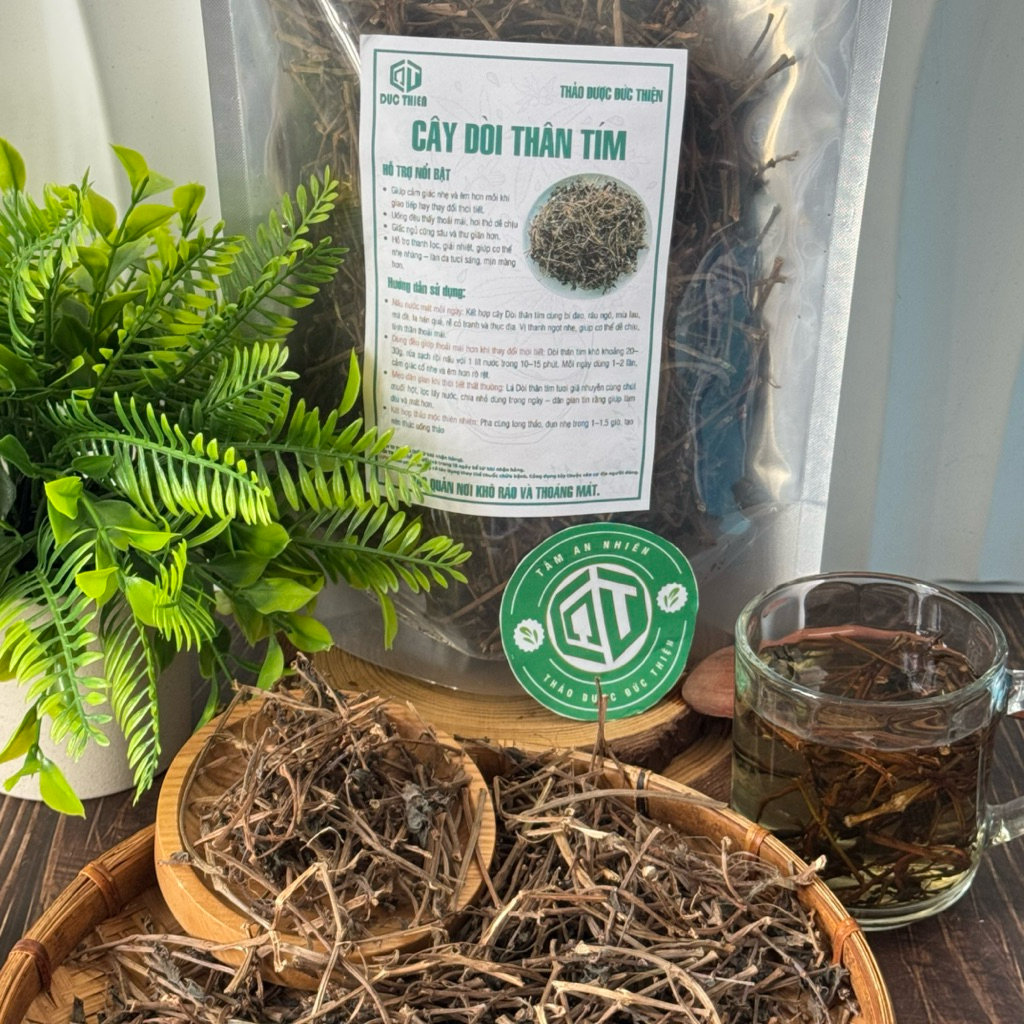 500g Cây Dòi Thân Tím, Thuốc Dòi (Bọ Mắm) Loại 1 (Khô, Sạch, Thơm) - Trừ Ho, Giảm Đau Họng, Nước Mát