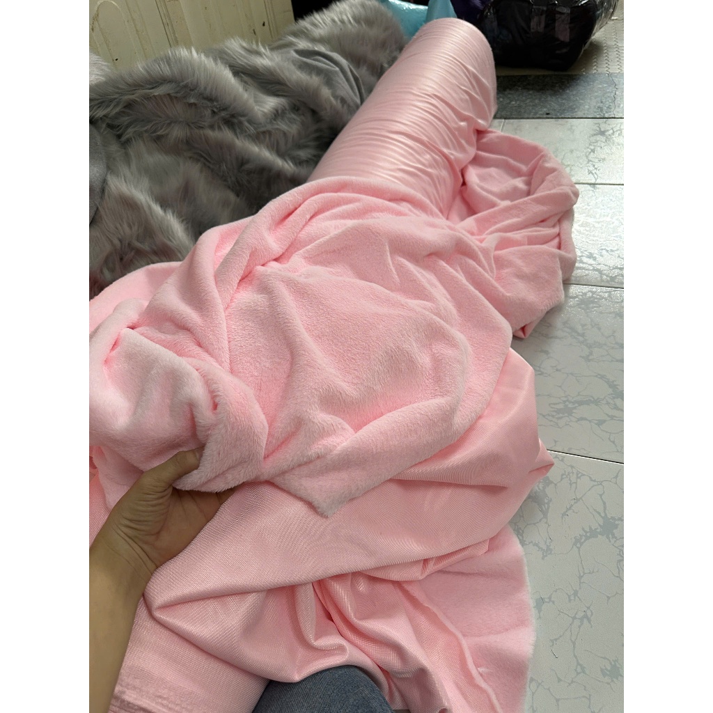 Thảm lông ngắn màu hồng phấn mịn - Thảm lông lót tủ điện thoại , Thảm lông trải bàn trang điểm