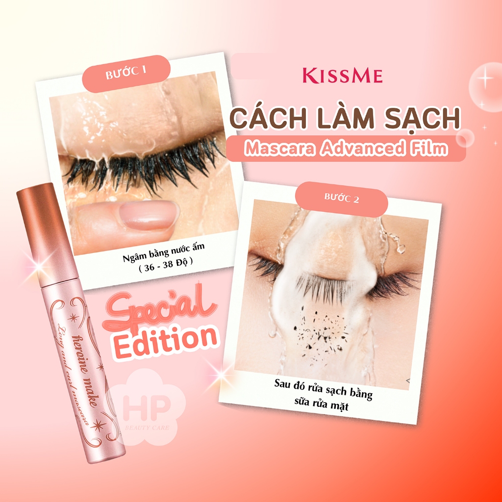 Mascara Dạng Màng Film Giúp Nâng Cong Và Dài Mi Kissme Heroine Make Long & Curl Mascara Advanced Film (Màu Đồng Ánh)