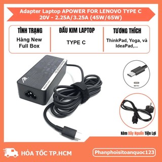 Sạc Laptop Lenovo 20V - 3.25A 45W (Chân Type-C) – Adapter Laptop Tương Thích ChromeBook, IdeaPad,...