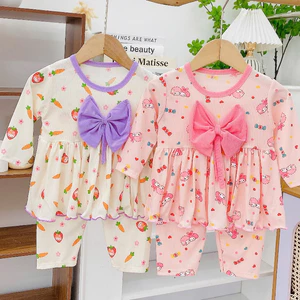 Đồ Bộ Dài Thun Tăm Dáng Xòe Cho Bé Gái 6 - 15kg. Vải Thun Tăm Mềm Mại, Co Giãn, In Hình Rõ Nét -MS71
