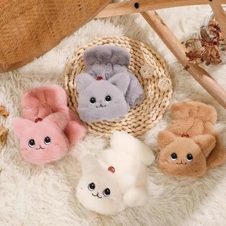 Bao Tay Thú Bông Hở Ngón Hình Mèo Lông Mềm Pastel – Giữ Ấm Mùa Đông, Dùng Điện Thoại Gõ Máy Tiện Lợi